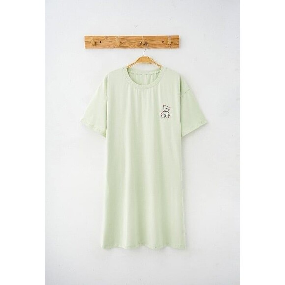 Cotton Light Green Pajama Nightgown Sleepwear SleepShirt Night Dress Nightshirt - Picture 2 of 10